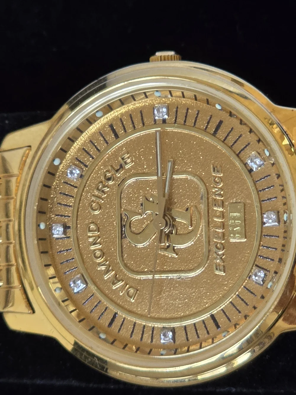 Gold Tone Men’s Analog Watch with Crystal Accents
